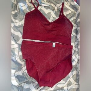 Sparkle Burgundy Bralette & High-Waist Brief Set